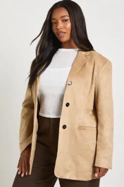 Blazer Boyfriend Décontracté En Synthétique Grande Taille