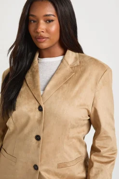 Blazer Boyfriend Décontracté En Synthétique Grande Taille
