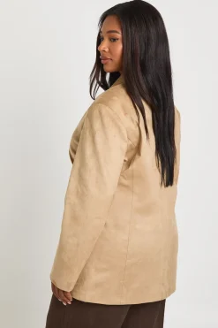 Blazer Boyfriend Décontracté En Synthétique Grande Taille