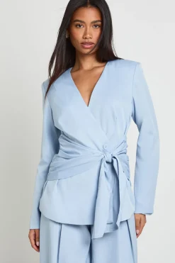 Blazer Cache-cœur Drapé À Nouer À La Taille