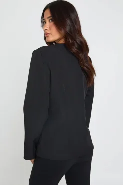 Blazer Cache-cœur Sans Col À Bouton Doré