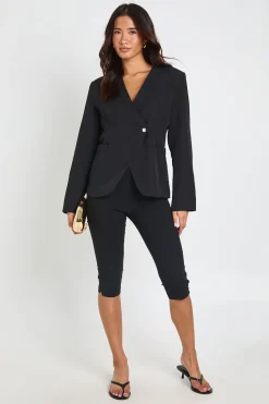 Blazer Cache-cœur Sans Col À Bouton Doré
