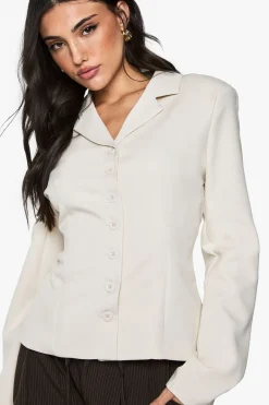 Blazer Cintré Ajusté à Détails Boutons