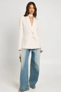 Blazer Cintré Avec Détail Foulard Pour Grande Taille