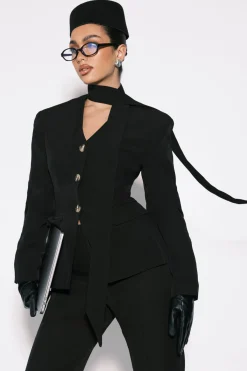 boohoo Blazer Cintré Avec Détail Foulard<Femme Tailleurs|Blazers