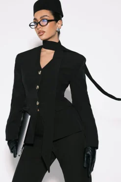 boohoo Blazer Cintré Avec Détail Foulard<Femme Tailleurs|Blazers