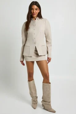 Blazer Cintré À Col Montant