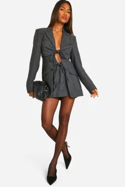 Blazer cintré à devant noué en chevron