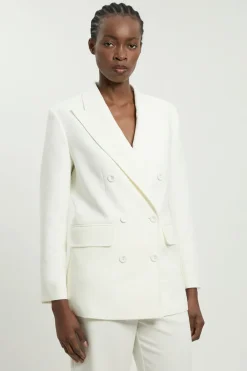 Blazer Cintré À Double Boutonnage Avec Manches Froncées Petite