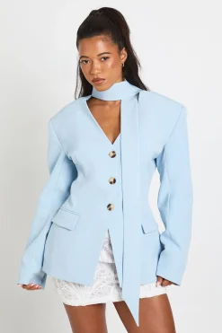boohoo Blazer Cintré À Détail Foulard<Femme Tailleurs|Blazers
