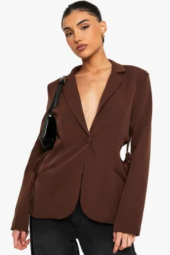 Blazer Cintré à Détails Découpés
