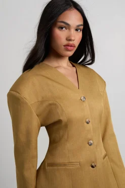 boohoo Blazer Cintrée à Col Montant sans Revers<Femme Tailleurs|Blazers