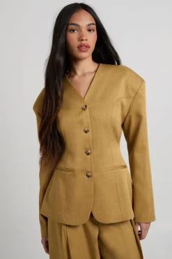 boohoo Blazer Cintrée à Col Montant sans Revers<Femme Tailleurs|Blazers