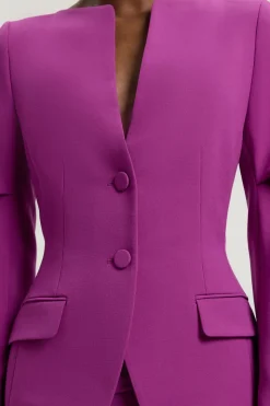 Blazer Cintré Extensible À Simple Boutonnage