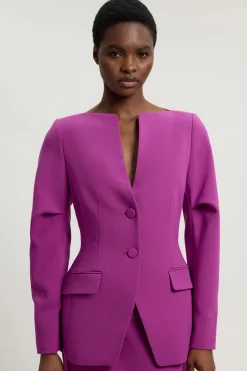Blazer Cintré Extensible À Simple Boutonnage