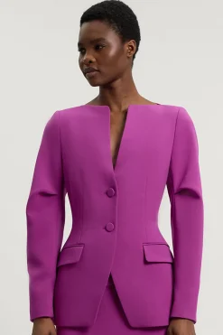 Blazer Cintré Extensible À Simple Boutonnage