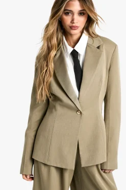 boohoo Blazer cintré à la taille sur mesure<Femme Blazers|Vestes & Manteaux