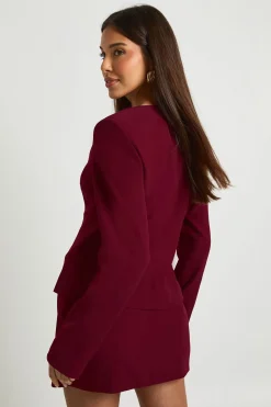 Blazer cintré à manches baril et taille ceinturée