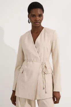 KarenMillen Blazer cintré marle à ceinture nouée pour petites<Femme Tailleurs|Blazers