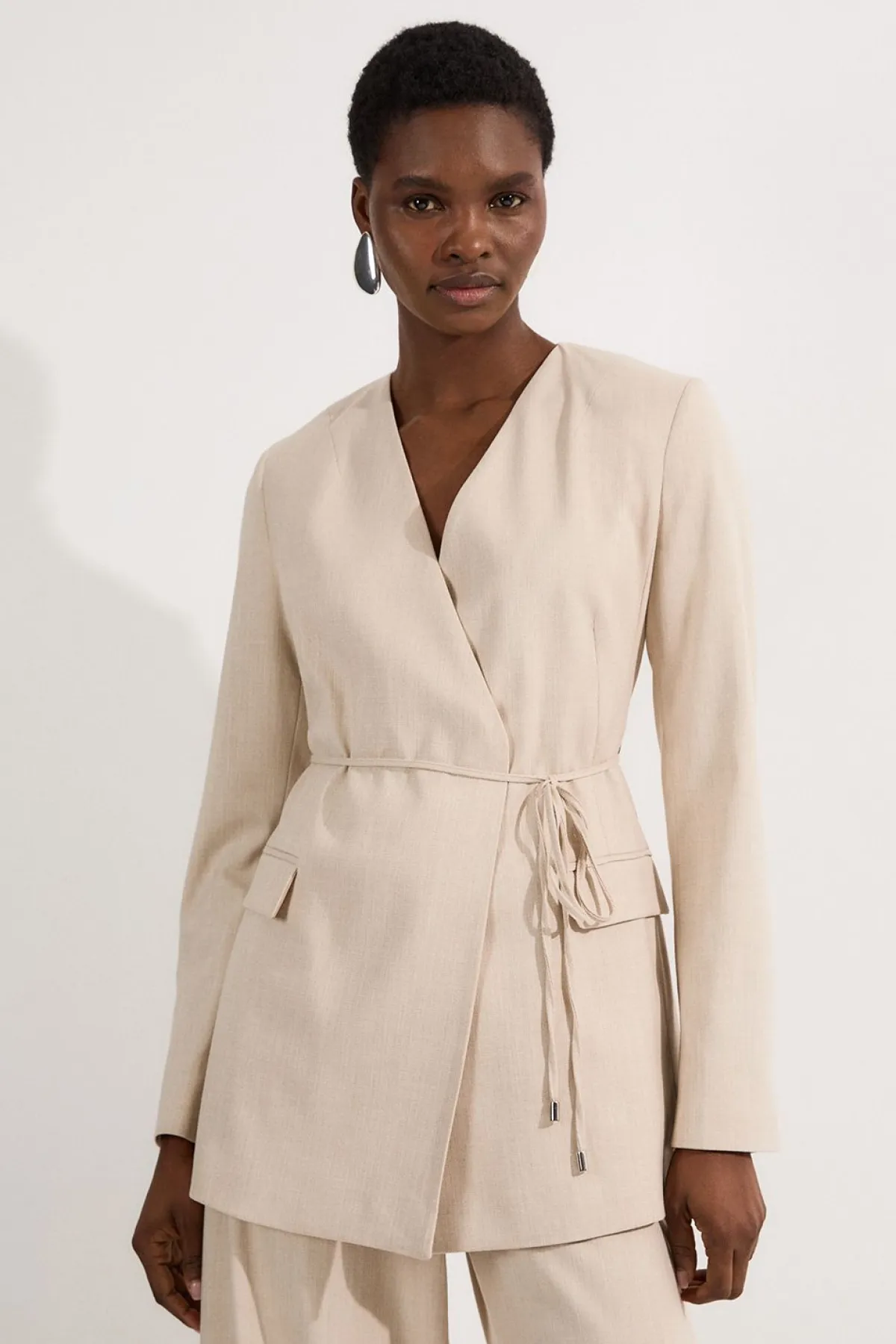 KarenMillen Blazer cintré marle à ceinture nouée pour petites<Femme Tailleurs|Blazers