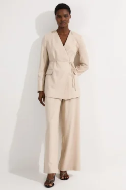 KarenMillen Blazer cintré marle à ceinture nouée pour petites<Femme Tailleurs|Blazers