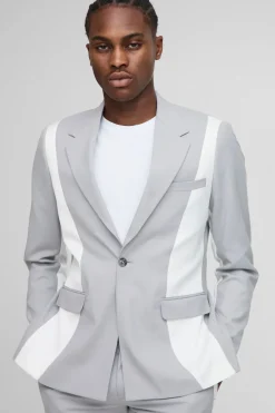 Blazer cintré à panneaux contrastés