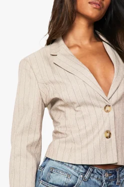 boohoo Blazer cintré à rayures fines<Femme Blazers|Vestes & Manteaux