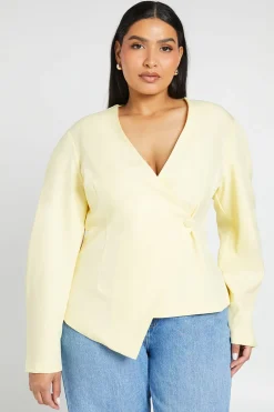 Blazer Cintré Sans Col Grande Taille