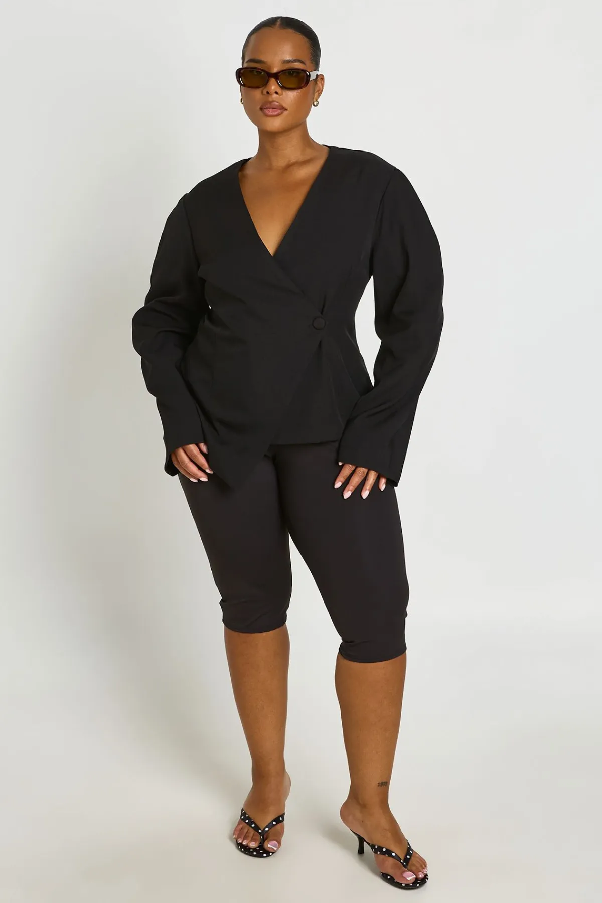 boohoo Blazer Cintré Sans Col Grande Taille<Femme Tailleurs|Blazers