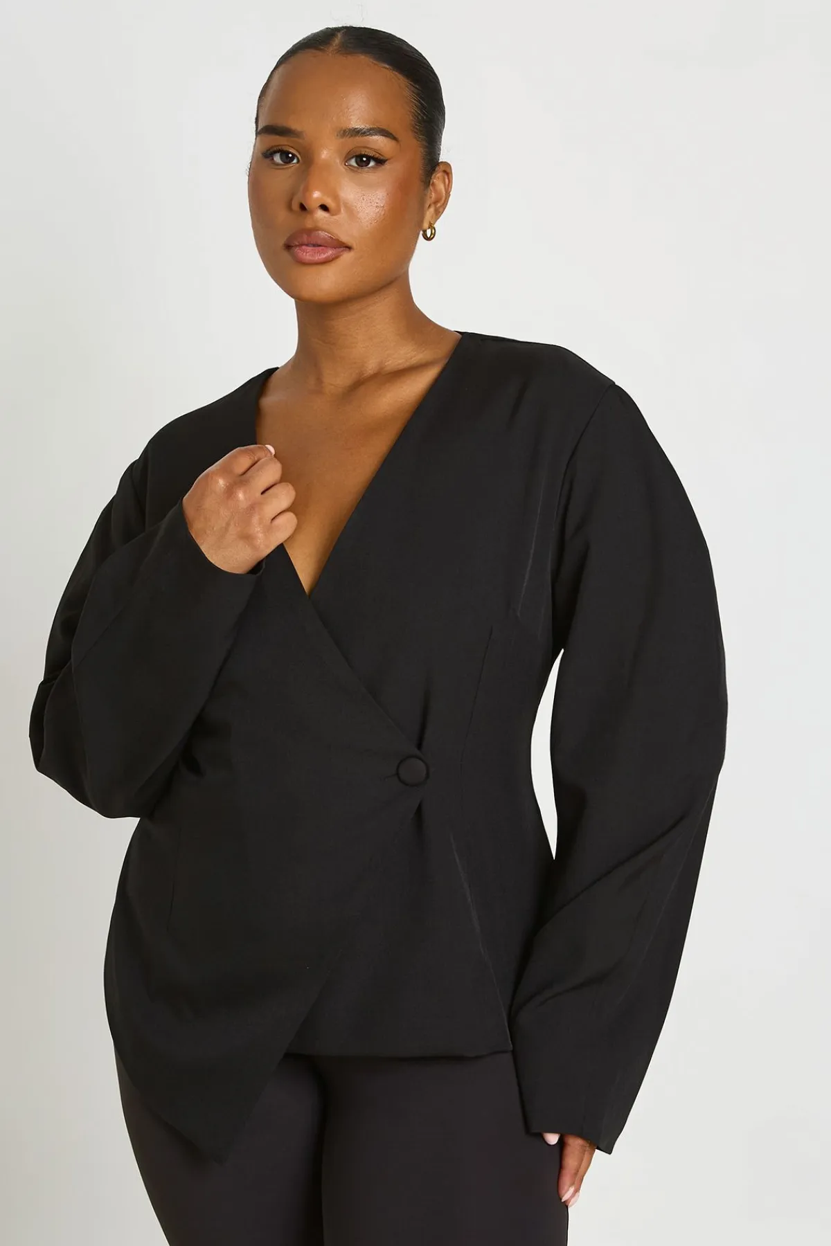 boohoo Blazer Cintré Sans Col Grande Taille<Femme Tailleurs|Blazers