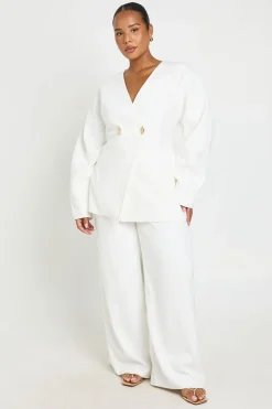Blazer Cintré À Taille Cintrée Avec Finition Coquillage