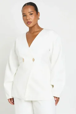 Blazer Cintré À Taille Cintrée Avec Finition Coquillage