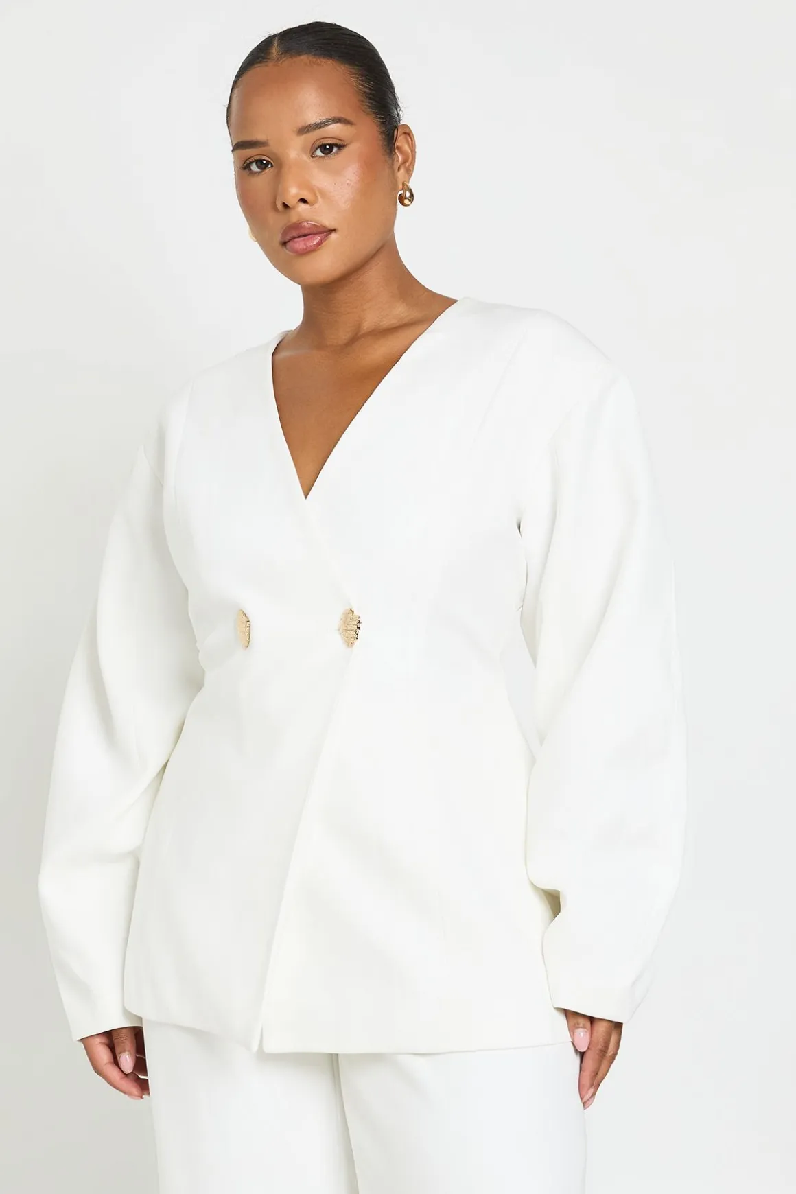 Blazer Cintré À Taille Cintrée Avec Finition Coquillage