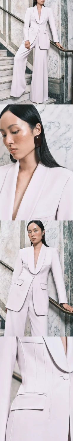Blazer Cintré Une Boutonnière En Tissu Stretch Compact