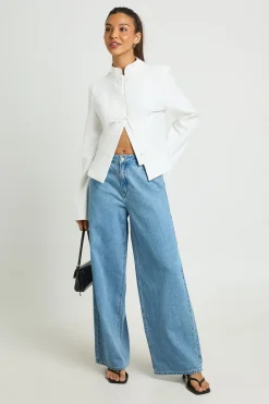 Blazer Col Montant Avec Détails Contrastés