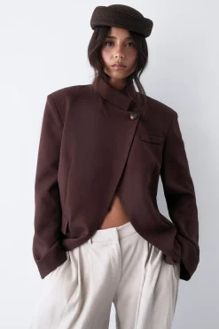boohoo Blazer Col Montant À Fermeture Portefeuille<Femme Tailleurs|Blazers