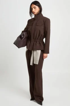 Blazer Col Montant À Taille Cintrée