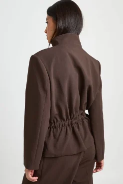 Blazer Col Montant À Taille Cintrée