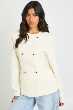 Blazer Col Rond Double Boutonnage