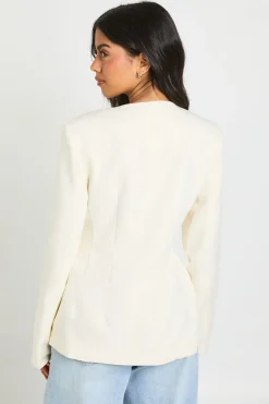 Blazer Col Rond Double Boutonnage