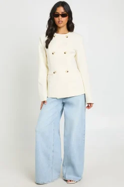 Blazer Col Rond Double Boutonnage