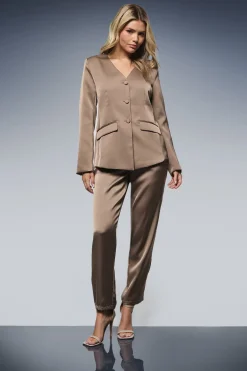 Blazer Col V Simple Boutonnage Détail Boutons