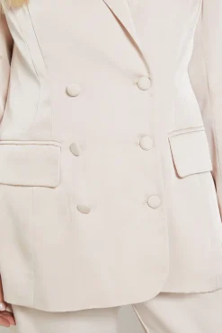Blazer Coordonné Croisé En Satin Petite