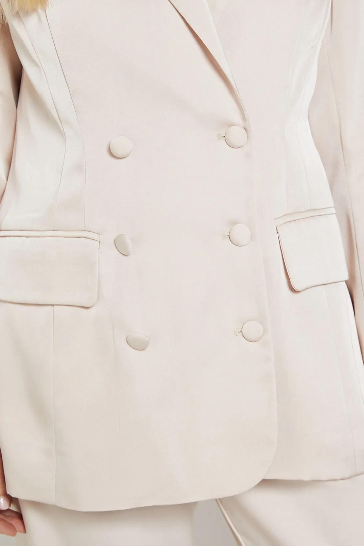 Blazer Coordonné Croisé En Satin Petite