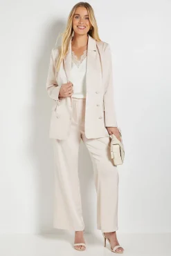 Blazer Coordonné Croisé En Satin Petite
