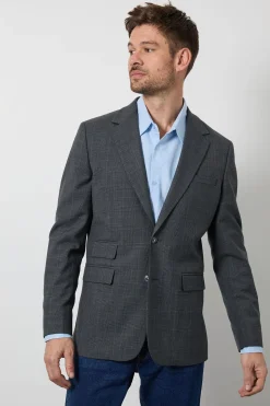 Blazer Coupe Ajustée À Carreaux Pow Gris En Laine Riche