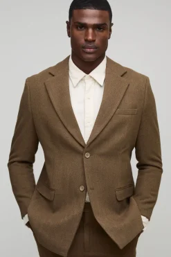 Blazer à coupe droite en imitation laine