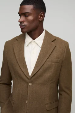 Blazer à coupe droite en imitation laine