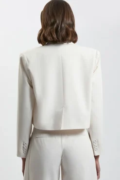 Blazer Court Ajusté En Viscose Compacte