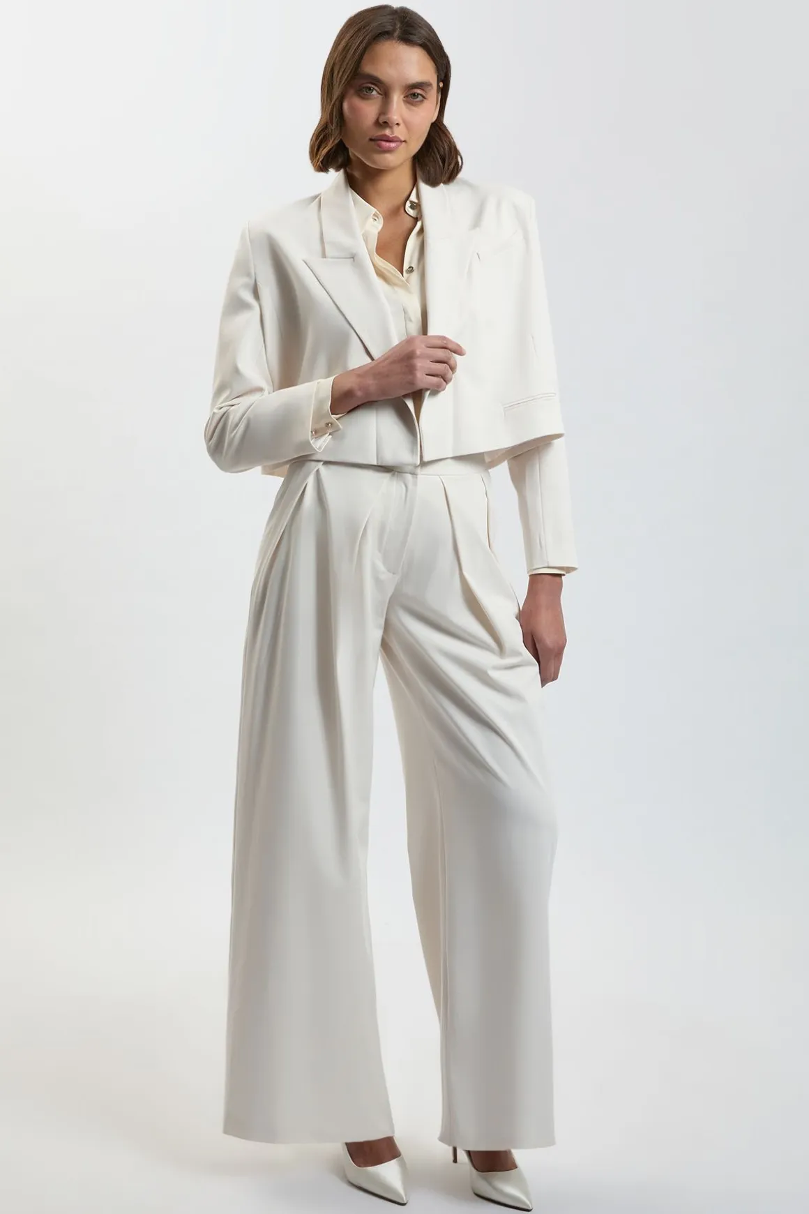 Blazer Court Ajusté En Viscose Compacte